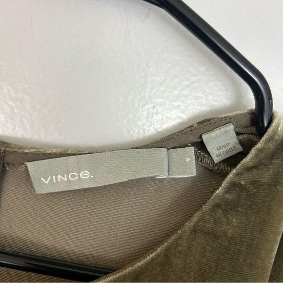 Vince Velvet Tee in Ragweed (Green/Grey) Silk Blend Short Sleeve Size Medium - Picture 9 of 13